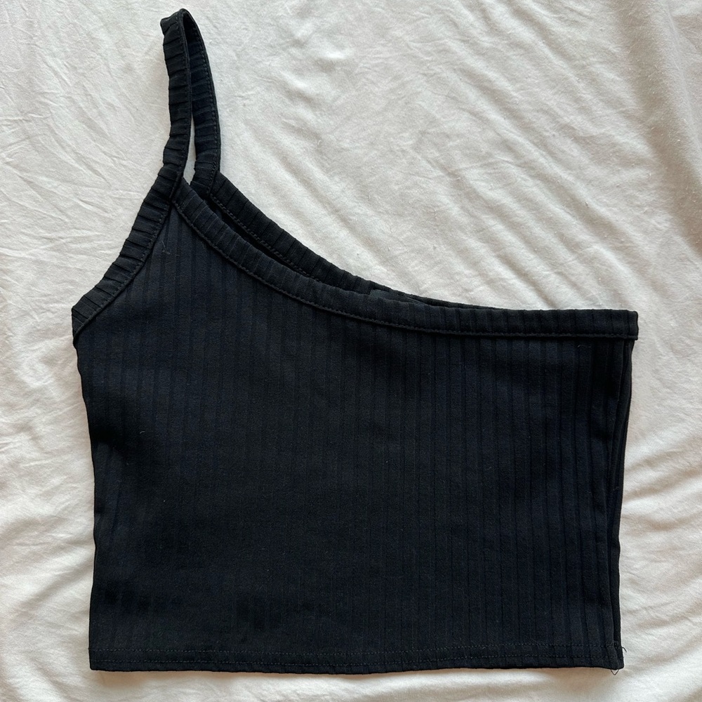 PrettyLittleThing Black Ribbed Top